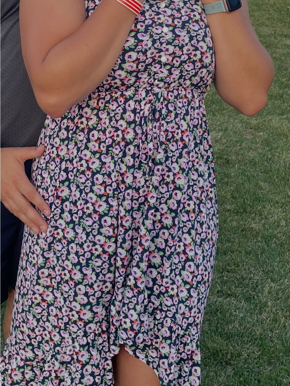 Kaileigh Navy Floral Slip Dress with Pink & Green Blooms